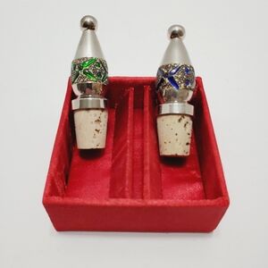 Foreside Wine Bottle Stoppers Set of 2 Green and Blue Stones